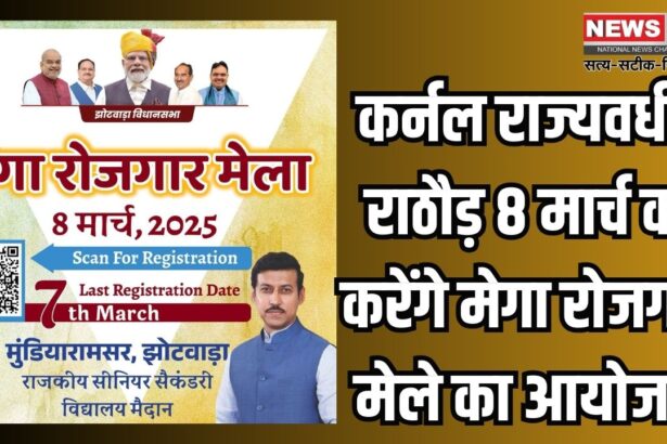 Organizing a Mega Job fair: कर्नल राज्यवर्धन राठौड़ 8 मार्च को करेंगे मेगा रोजगार मेले का आयोजन:  युवाओं संग लेंगे सहभागिता