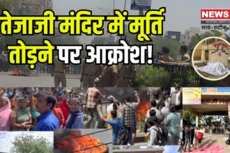 Uproar over breaking of idol in Tejaji temple: तेजाजी मंदिर में मूर्ति तोड़ने पर हंगामा: टोंक रोड जाम-नारेबाजी, सड़क पर टायर जलाए