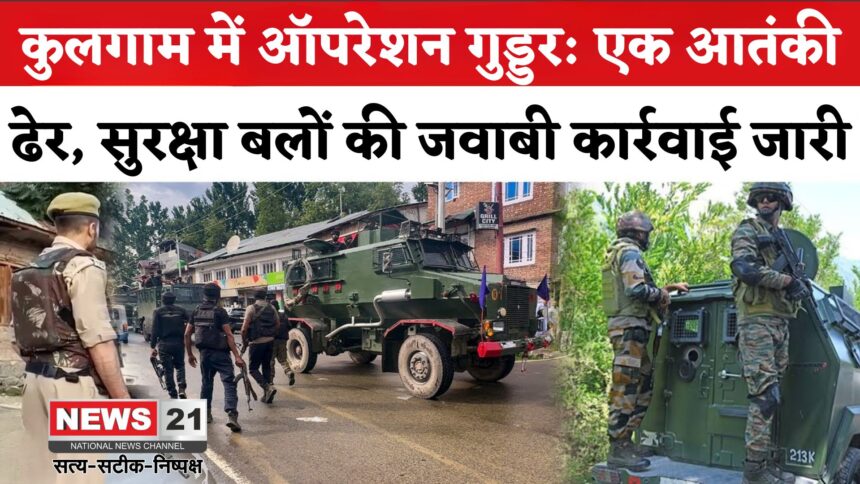 Jammu Kashmir Kulgam Encounter Update: कुलगाम में ऑपरेशन गुड्डर जारी: एक आतंकी ढेर, JCO समेत दो जवान घायल