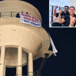पानी की टंकी पर प्रदर्शन