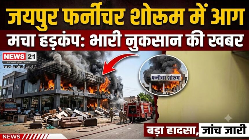 जयपुर फर्नीचर शोरूम में आग