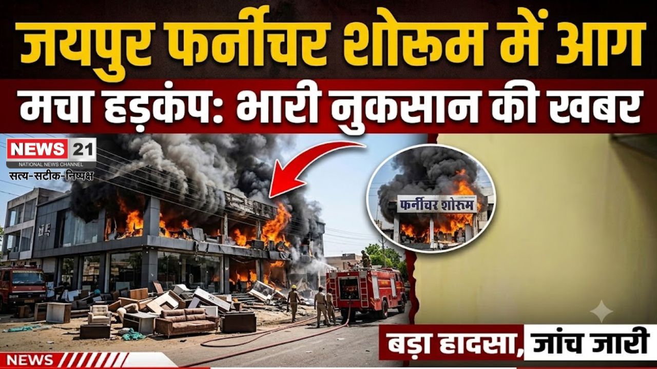जयपुर फर्नीचर शोरूम में आग