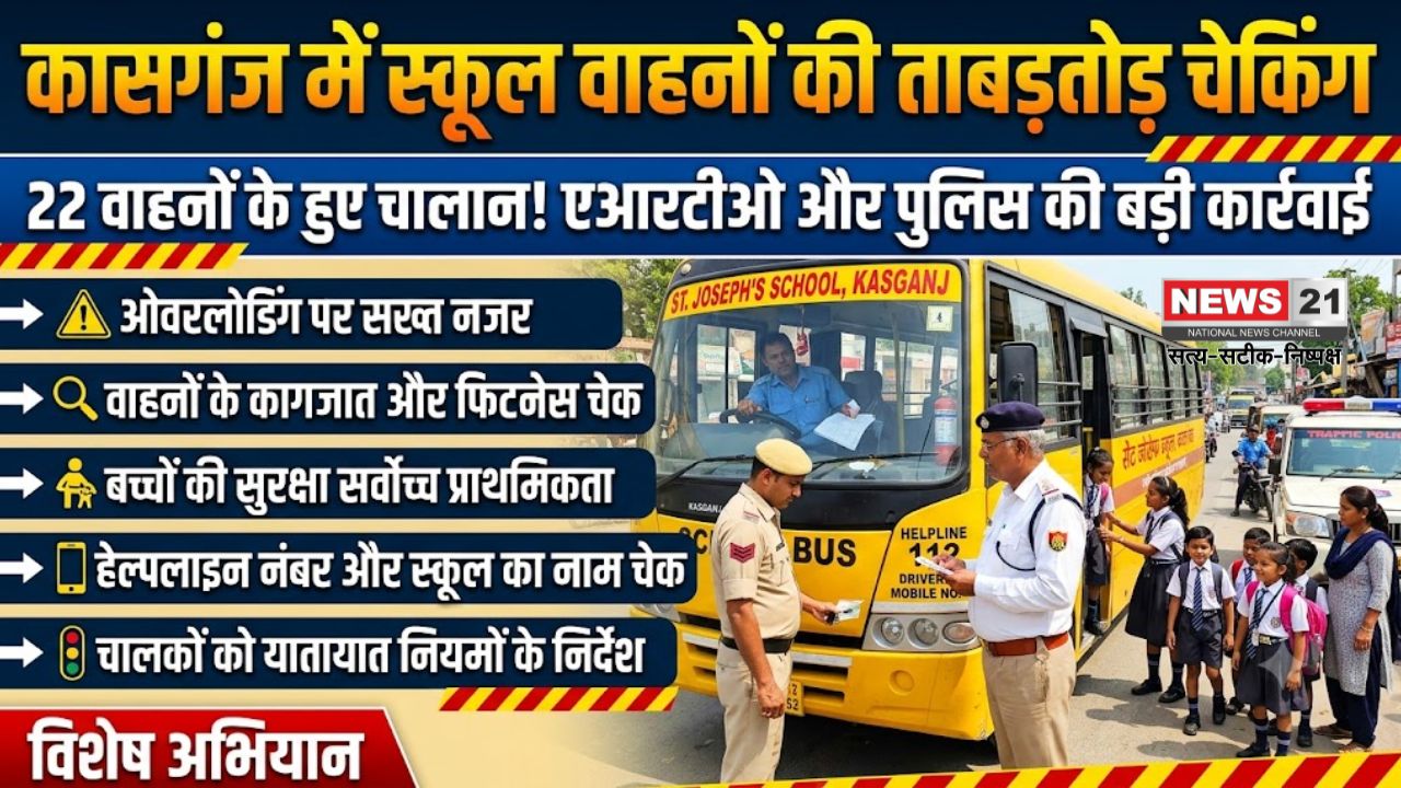 स्कूल वाहनों की चेकिंग